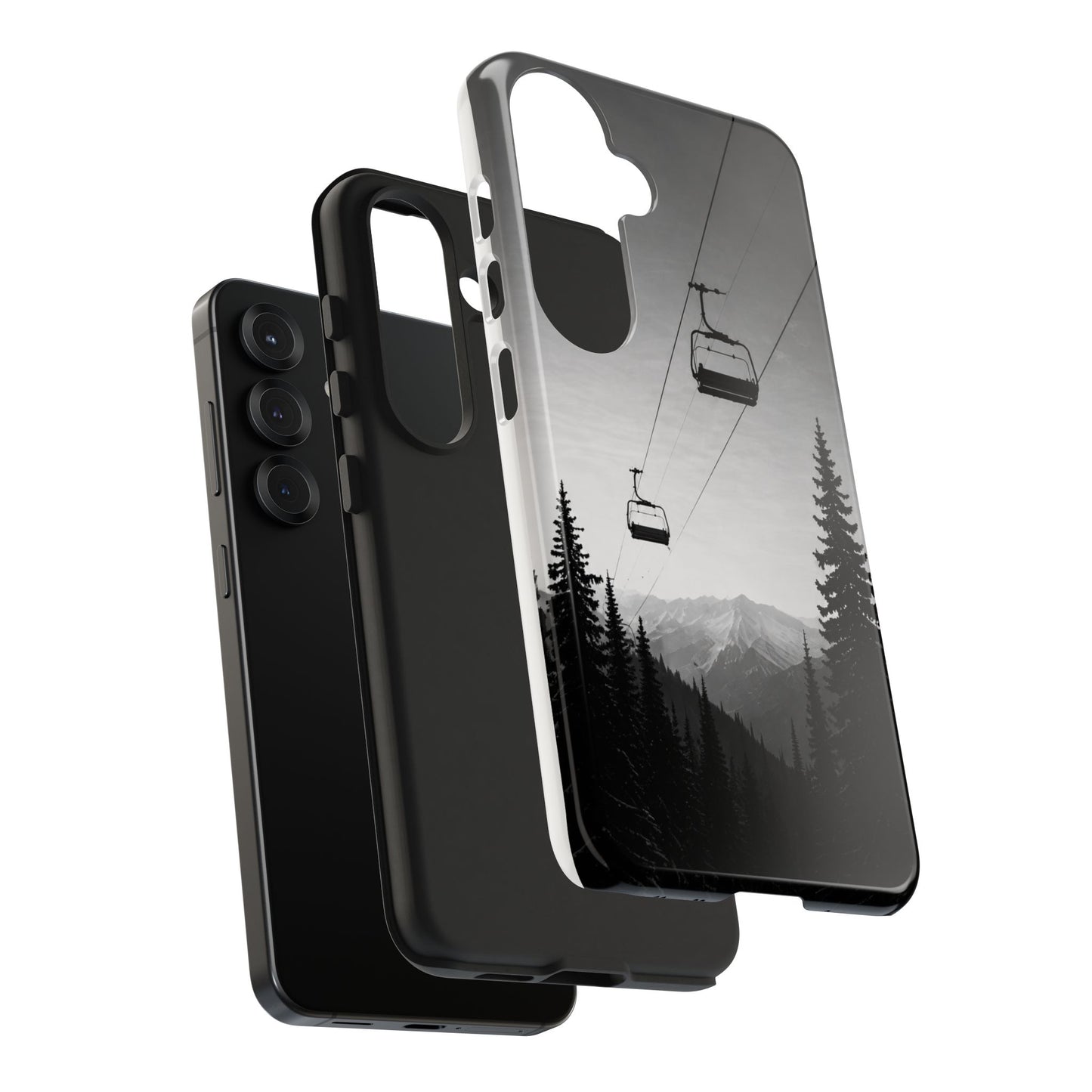 Tough Phone Case — Monochrome Mountain Ski Lift Design