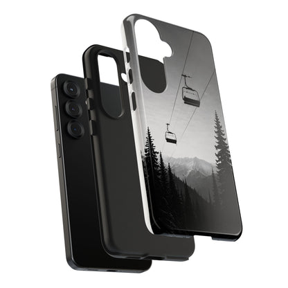 Tough Phone Case — Monochrome Mountain Ski Lift Design
