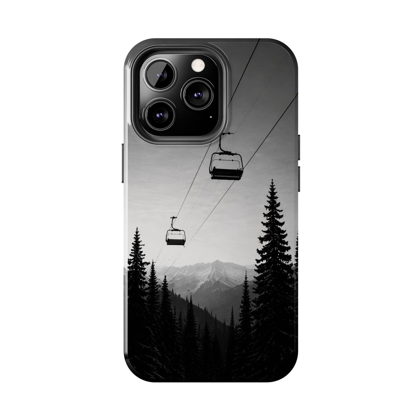 Tough Phone Case — Monochrome Mountain Ski Lift Design