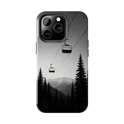 Tough Phone Case — Monochrome Mountain Ski Lift Design