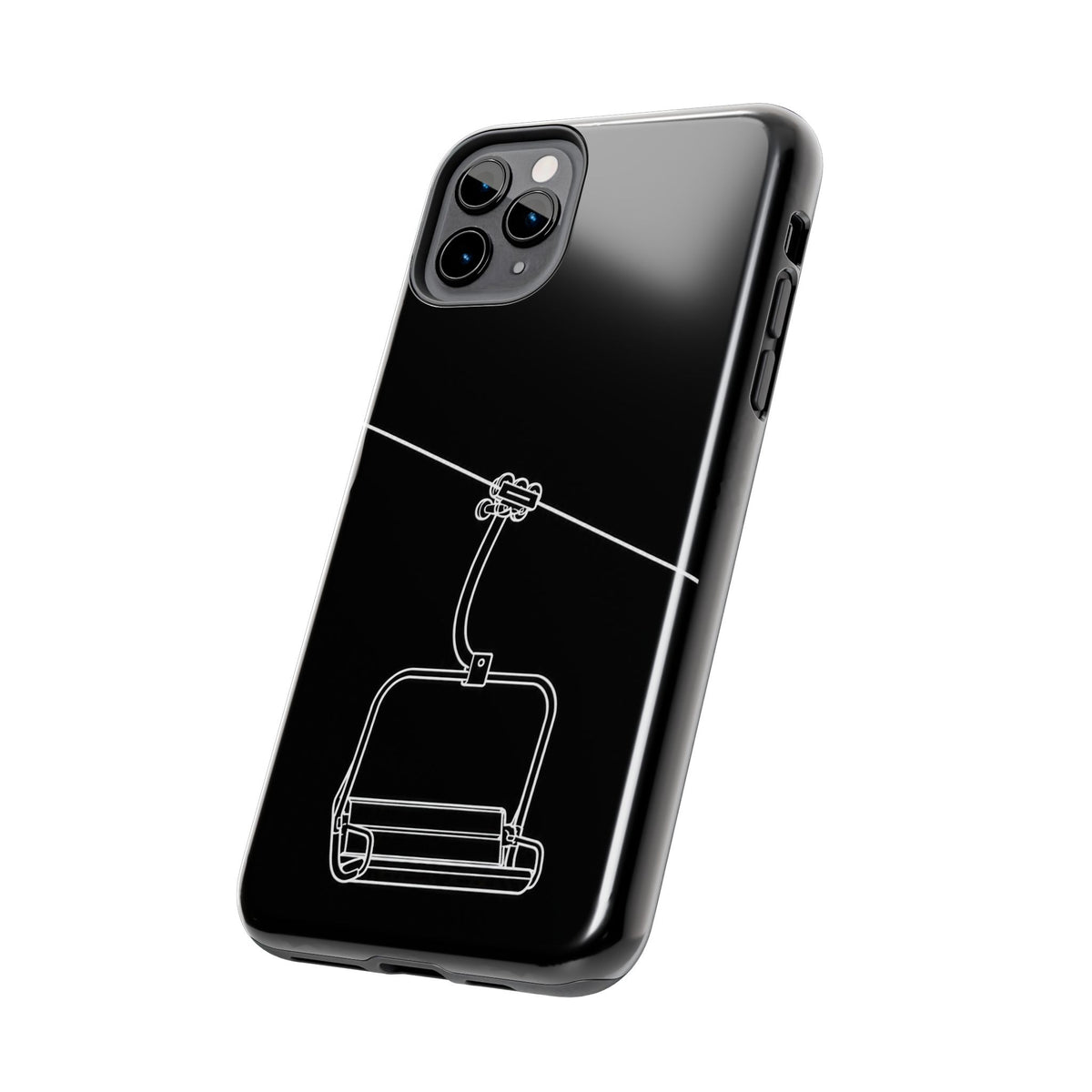 Ski Lift Line Art Tough Phone Case — Minimalist Mountain Chairlift Design