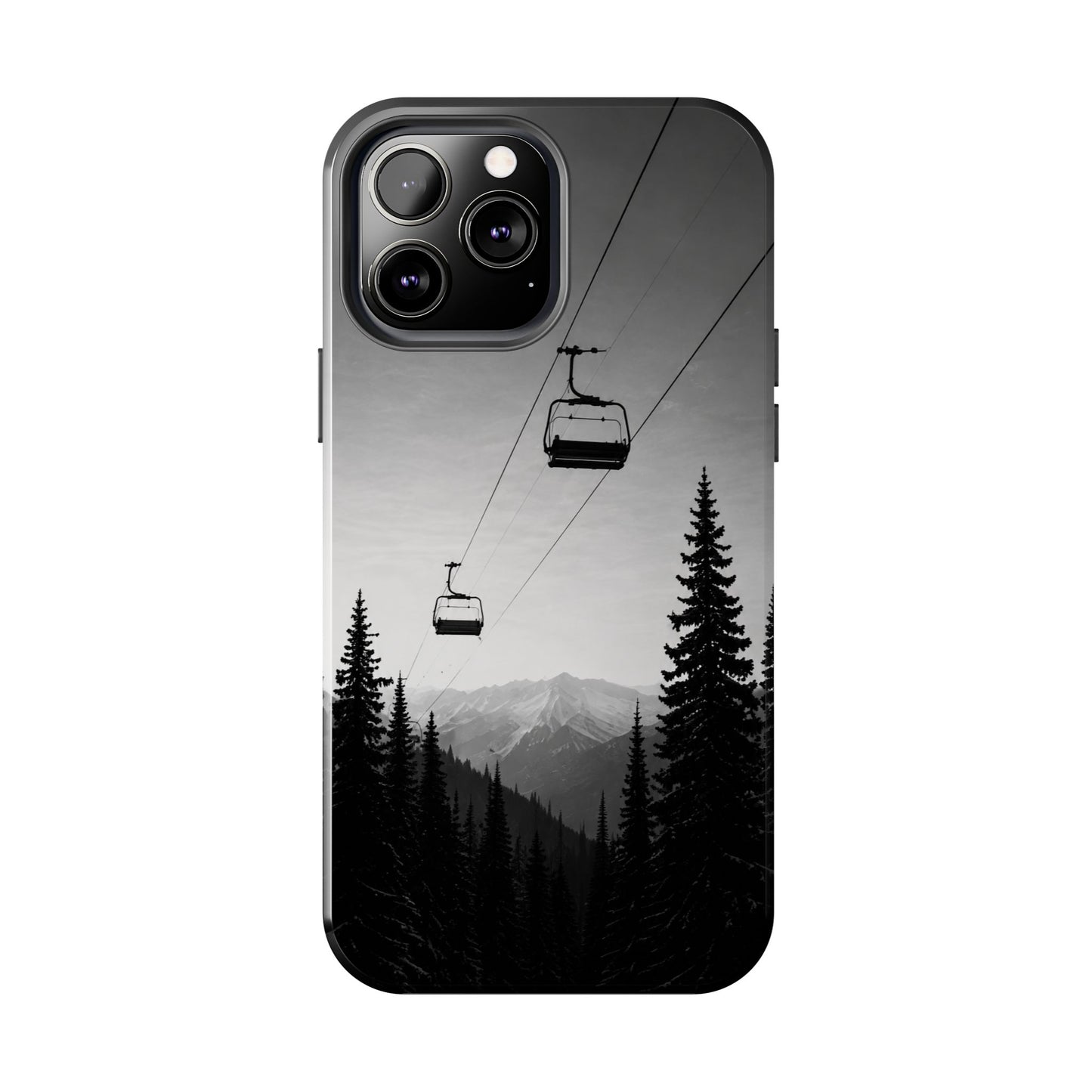 Tough Phone Case — Monochrome Mountain Ski Lift Design