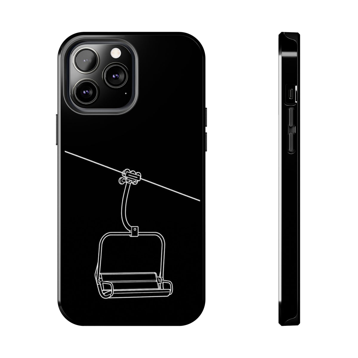 Ski Lift Line Art Tough Phone Case — Minimalist Mountain Chairlift Design