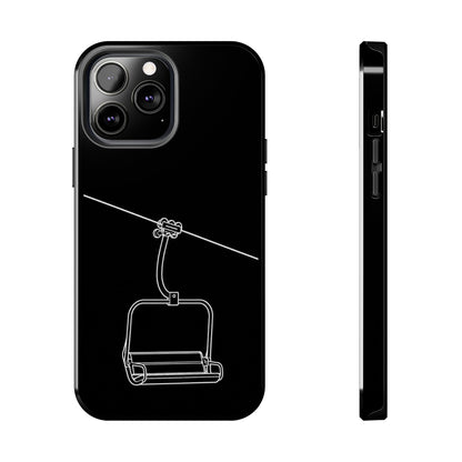 Ski Lift Line Art Tough Phone Case — Minimalist Mountain Chairlift Design