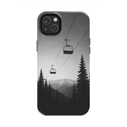 Tough Phone Case — Monochrome Mountain Ski Lift Design
